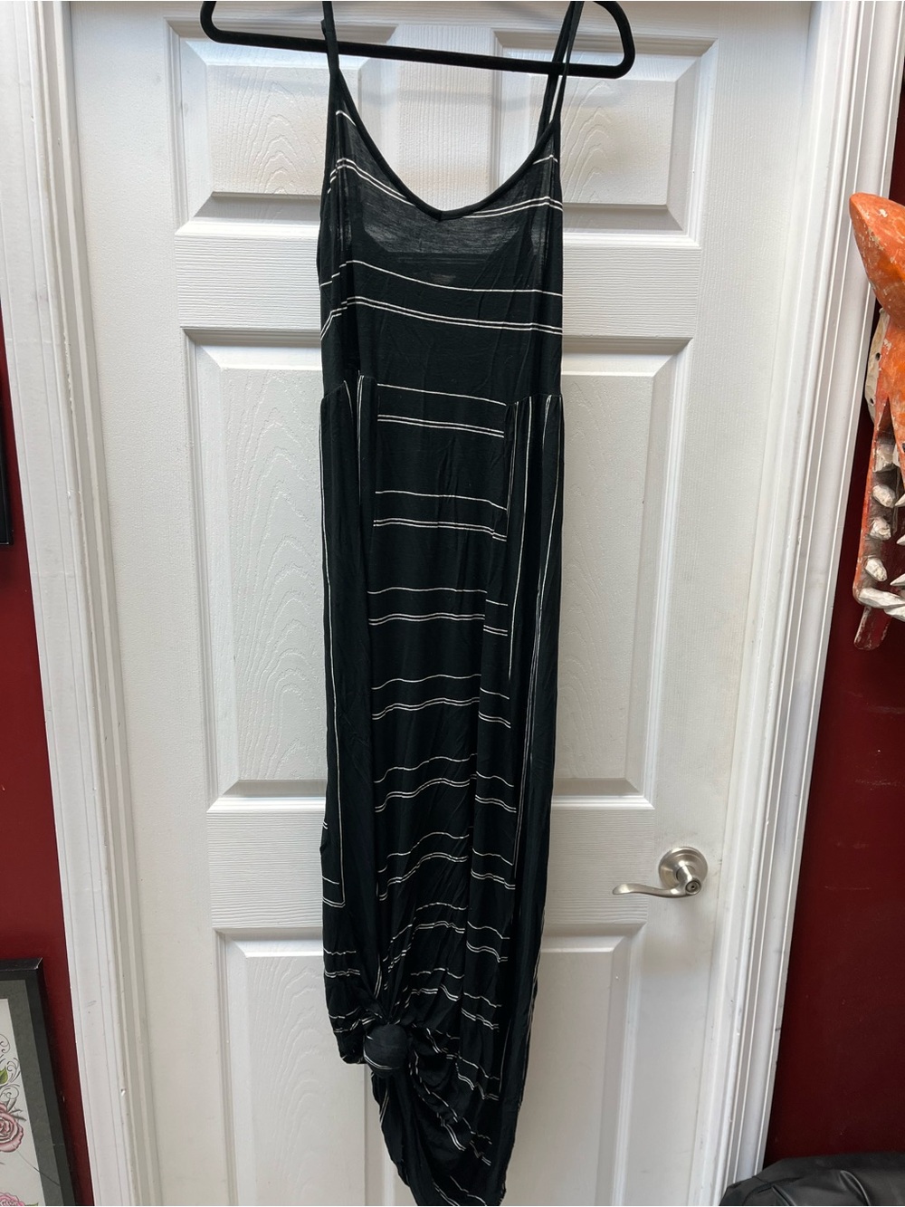 Volcom Black Maxi Dress with White Stripes